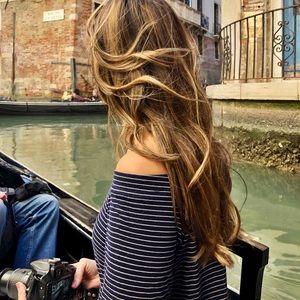 size small stripped off the shoulder top GAP